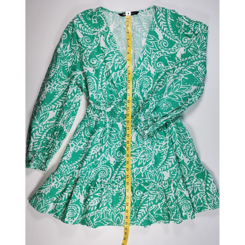 Zara Women's Linen Boho Paisley Cottagecore Resort Mini Dress Size XL - Picture 3 of 10